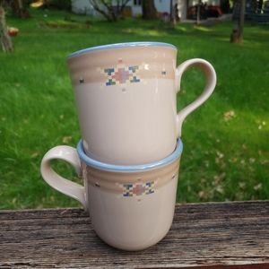(2) Noritake Stoneware 'Arizona' Aztec Looking Coffee Mugs